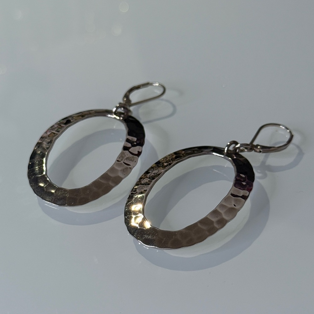 Sterling Silver hammered Hoop dangle Earrings
